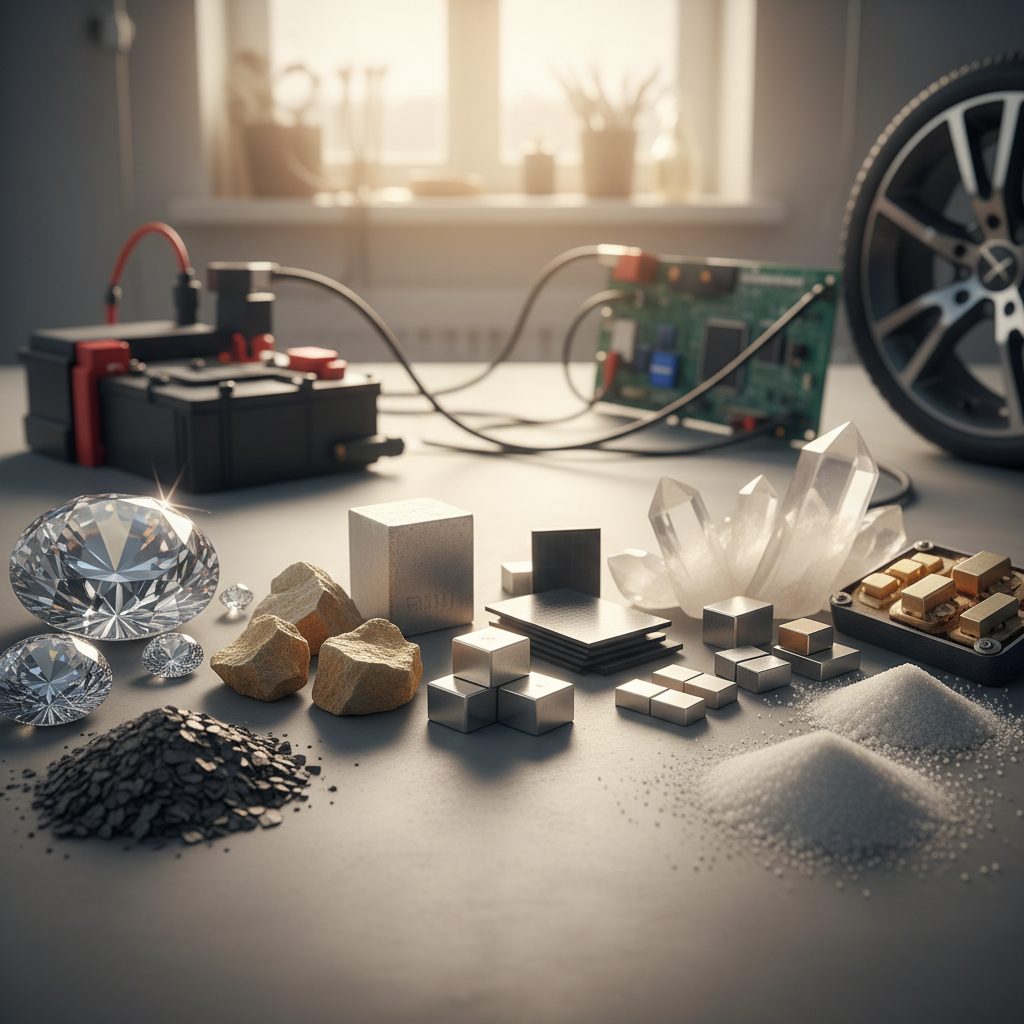 Realistische foto passend bij Van diamant tot kwarts: mineralen die een rol spelen in de auto-indust